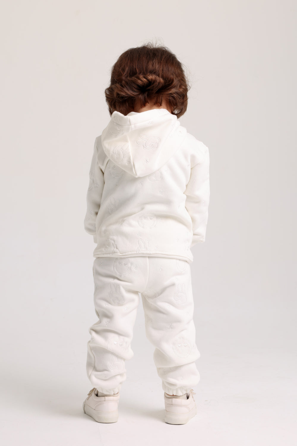 unisex cotton 2-piece outfit set – off-white with smiley faces