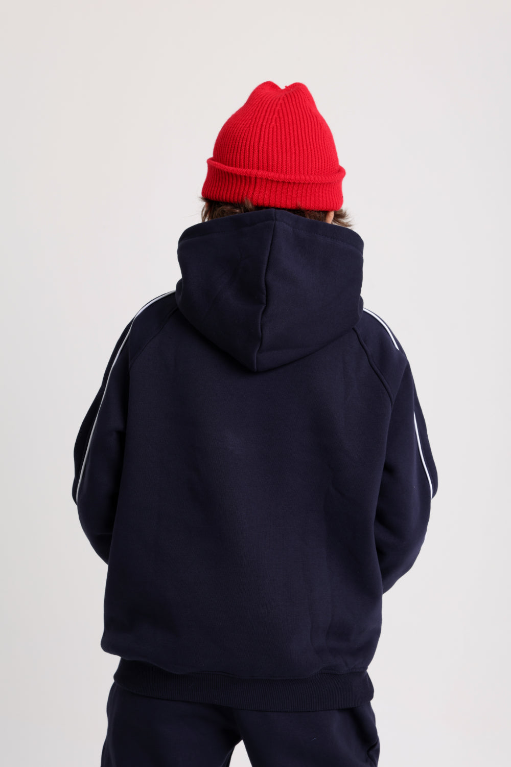 unisex cozy blend beanie – red with victory sign print