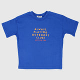 "always playing outdoors club" short-sleeved t-shirt