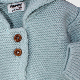 teal hooded knit jacket