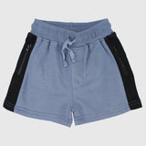 indigo side zipper shorts