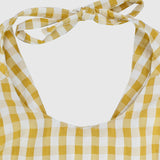 yellow checkered sleeveless dress
