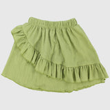 apple green ruffled skirt