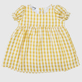 yellow checkered short-sleeved dress