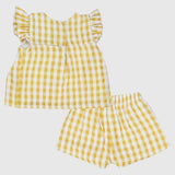 yellow checkered 2-piece outfit set