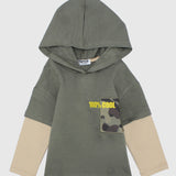 100% cool long-sleeved hooded t-shirt