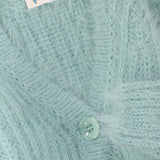 mint green v-neck knit cardigan