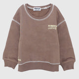 brown overstitches fleeced sweatshirt