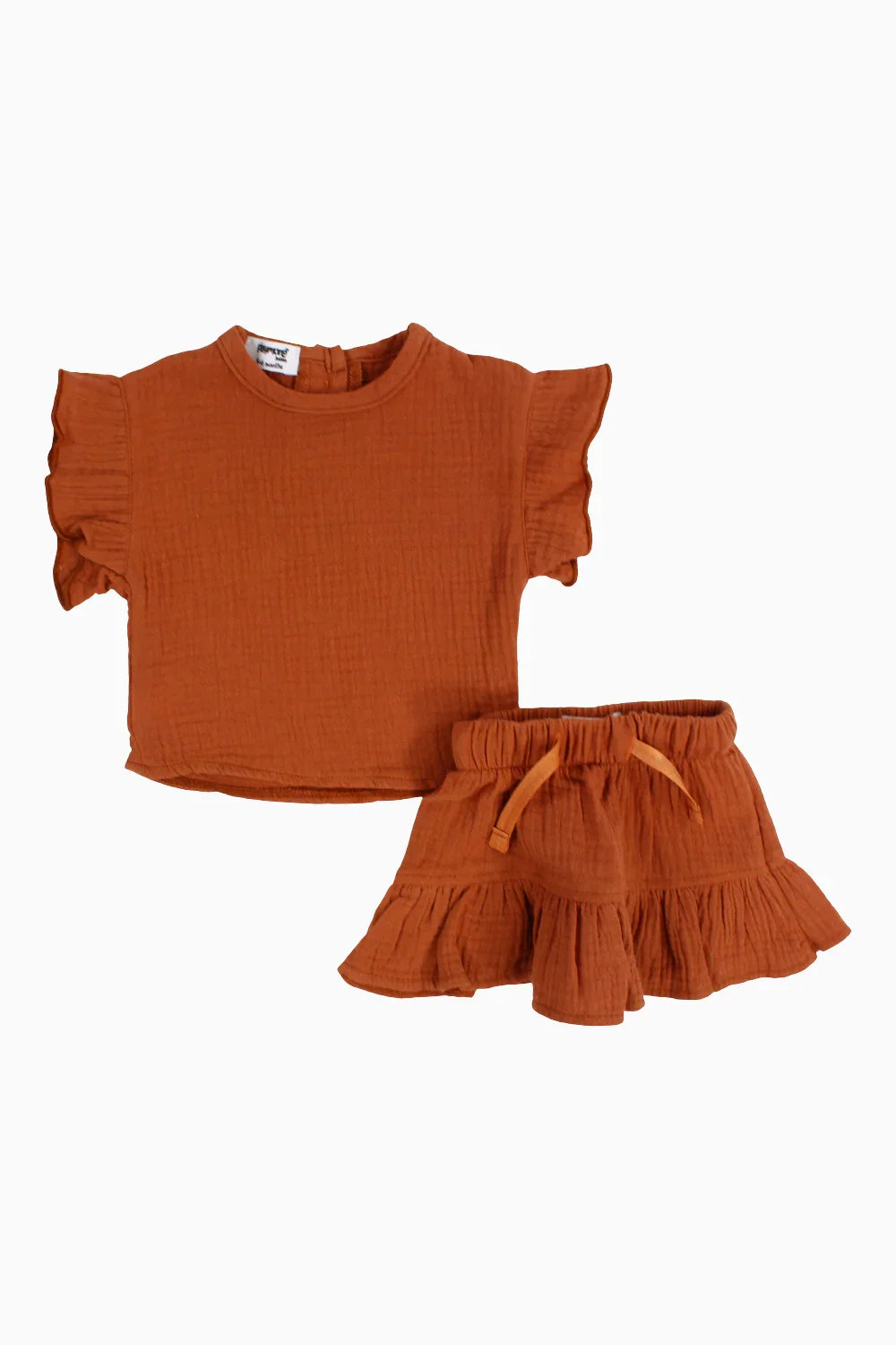Baby Girls Cotton 2-Piece Outfit Set – Brick - playmore