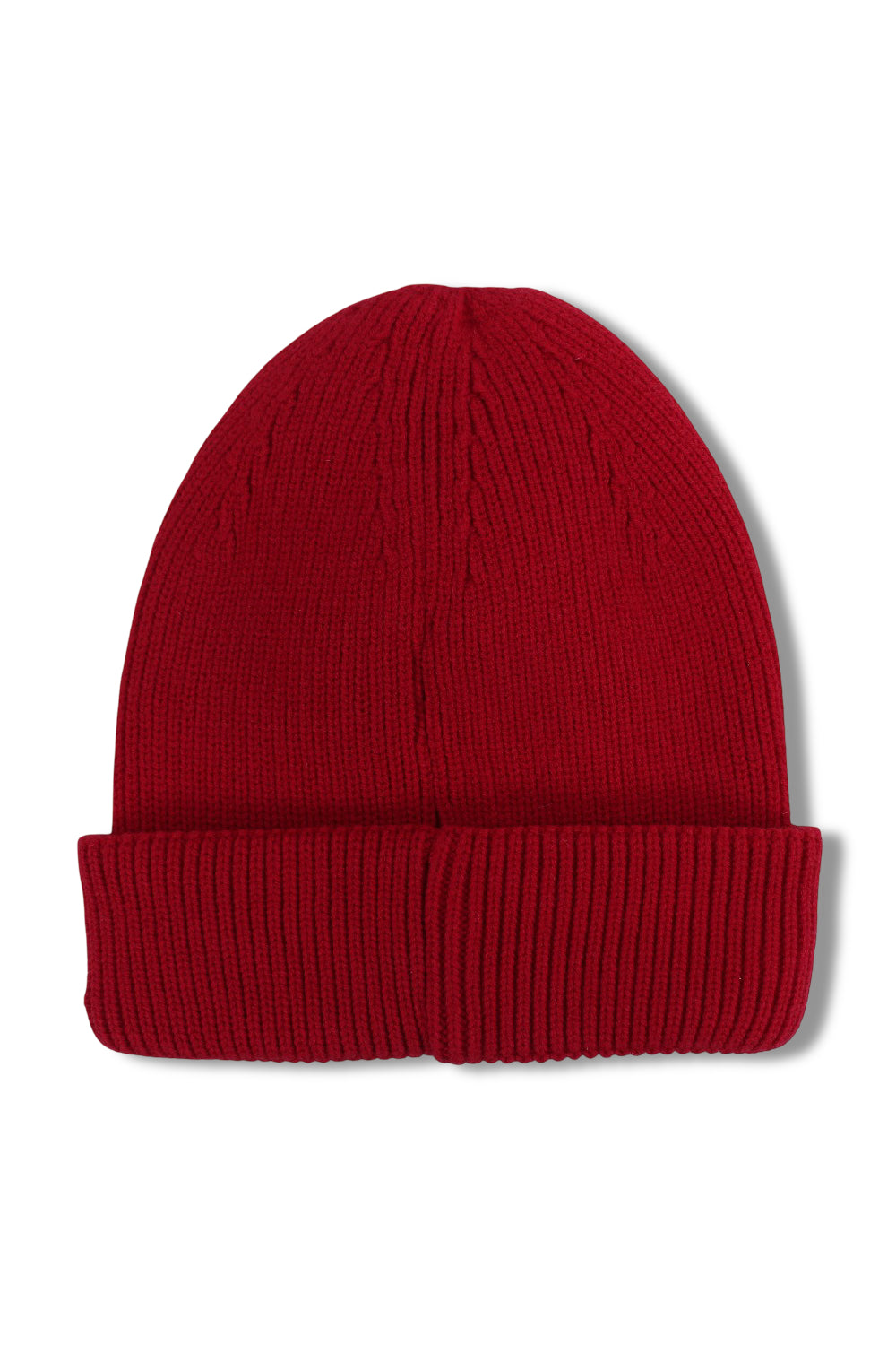 unisex cozy blend beanie – red with victory sign print