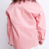 unisex pink long-sleeved overshirt