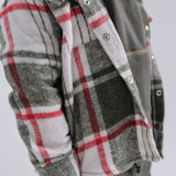 red/olive checkered wool over-shirt
