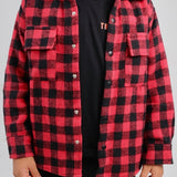 red checkered wool over-shirt