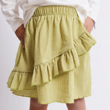 apple green ruffled skirt