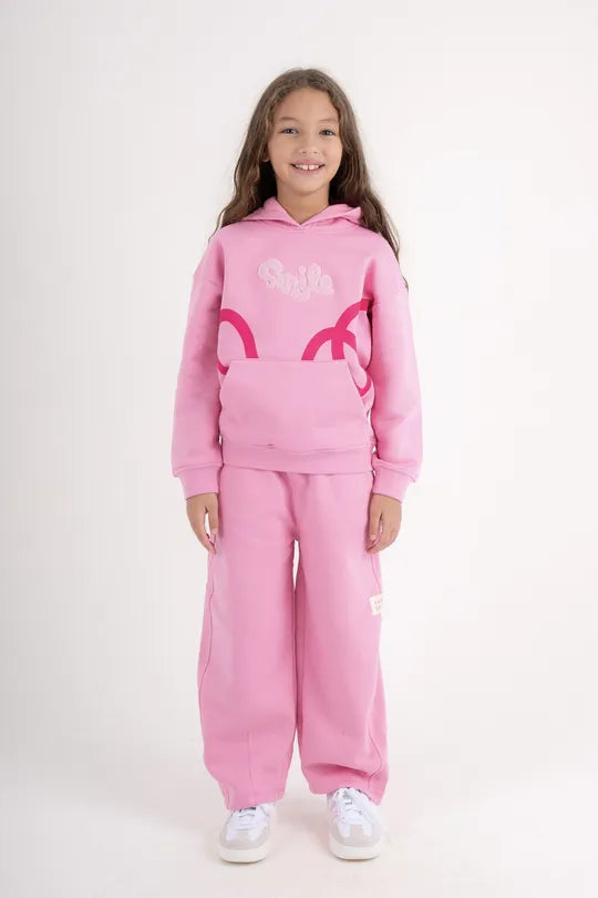with the pink smile hoodie