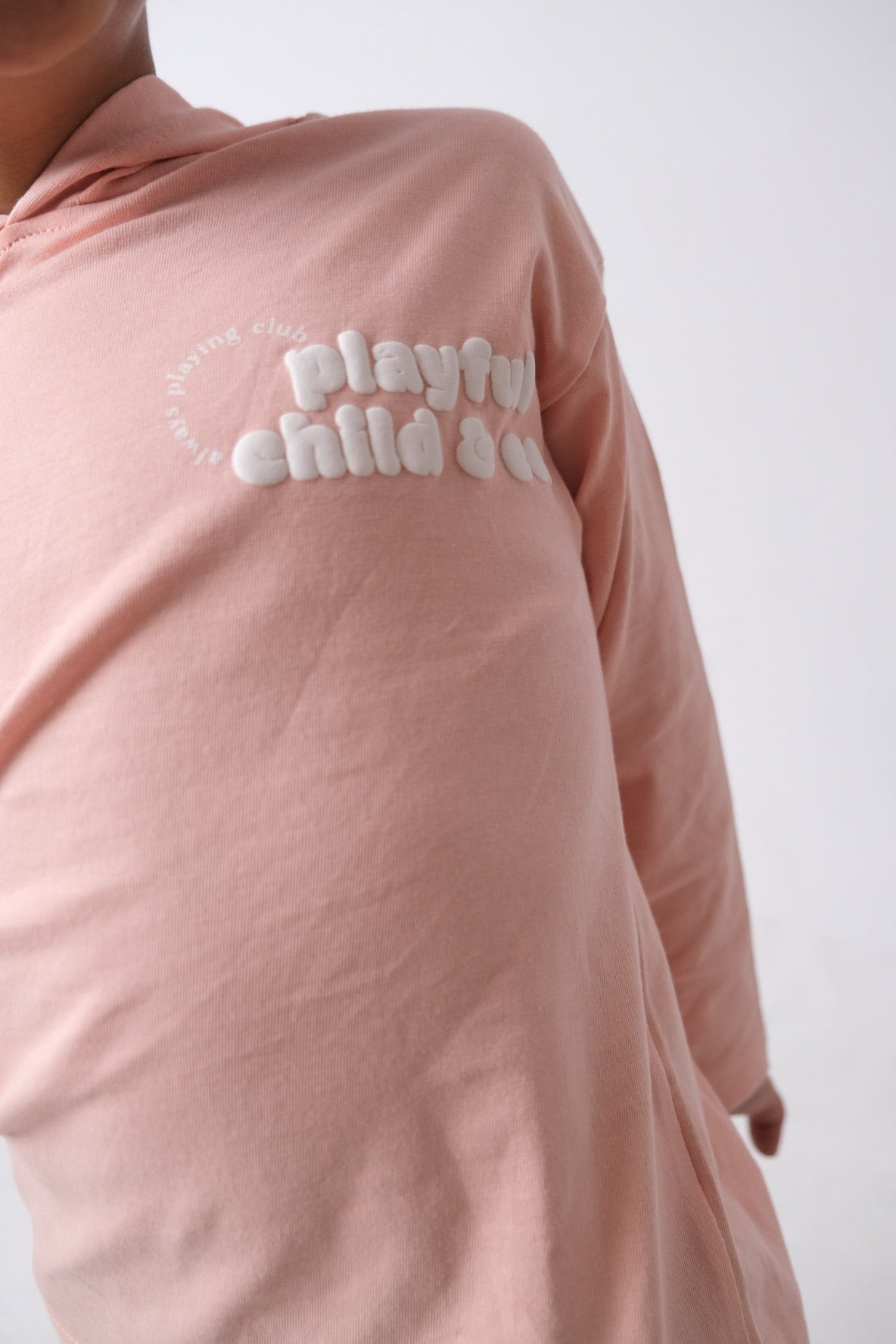 "playful child" long-sleeved hooded t-shirt