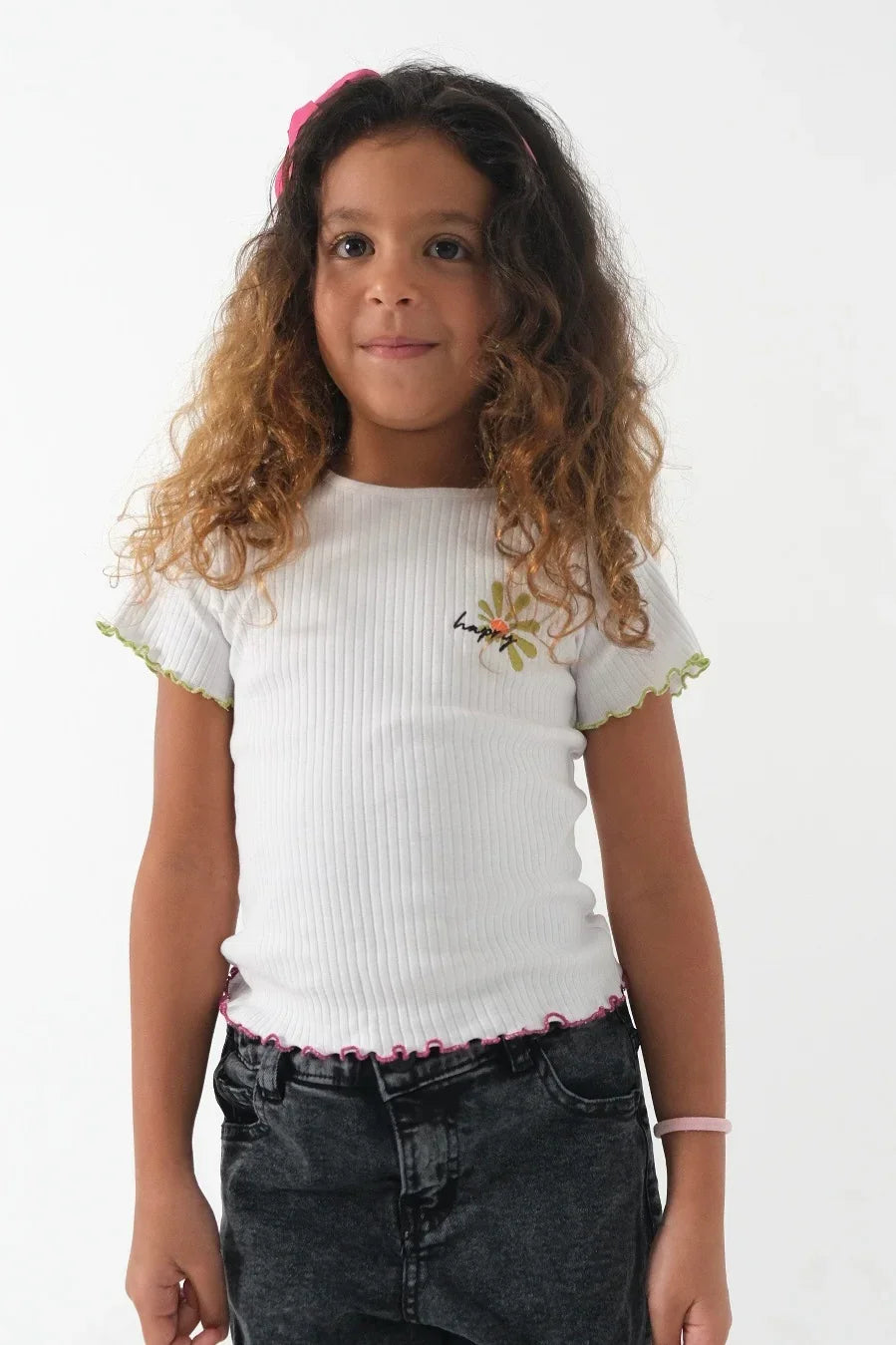 white ribbed short-sleeved t-shirt - playmore