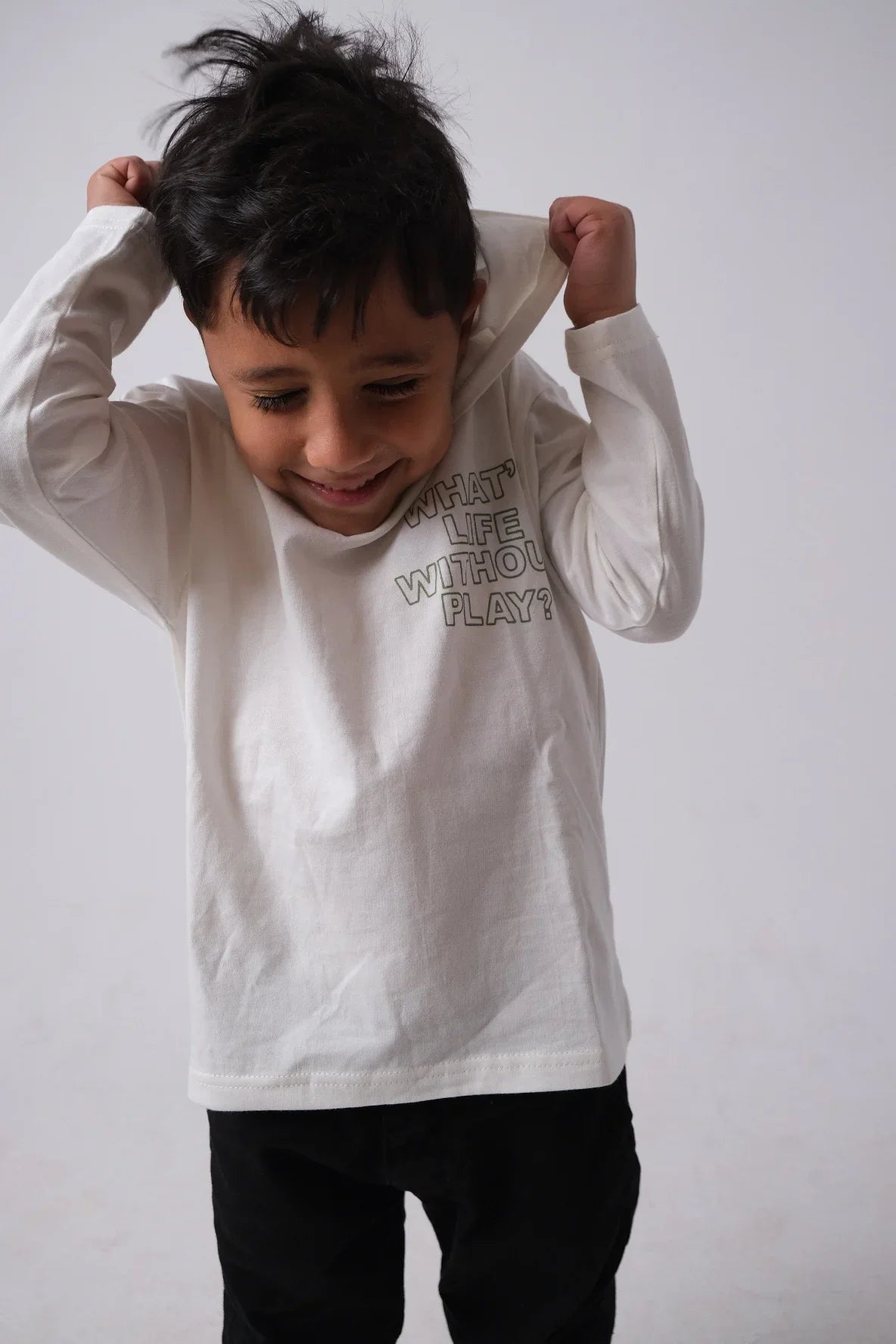 "what's life without play" long-sleeved hooded t-shirt - playmore
