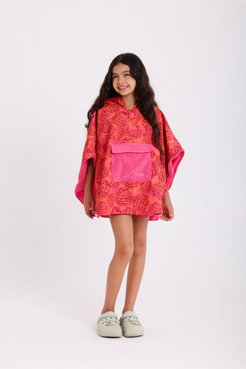 girls waterproof poncho – maroon printed