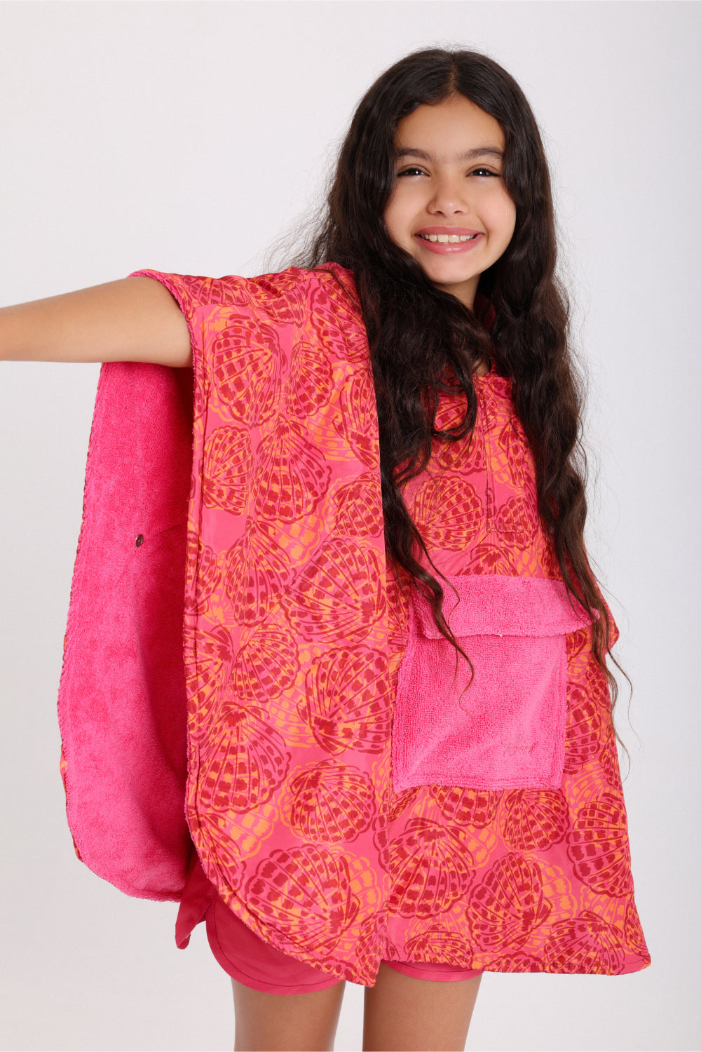girls waterproof poncho – maroon printed