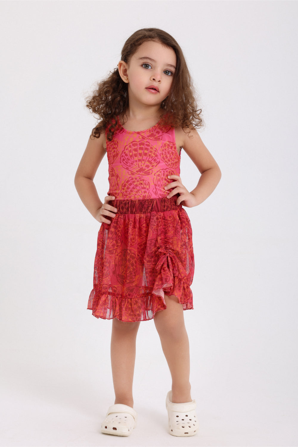 baby girls tulle cash mayo – maroon printed