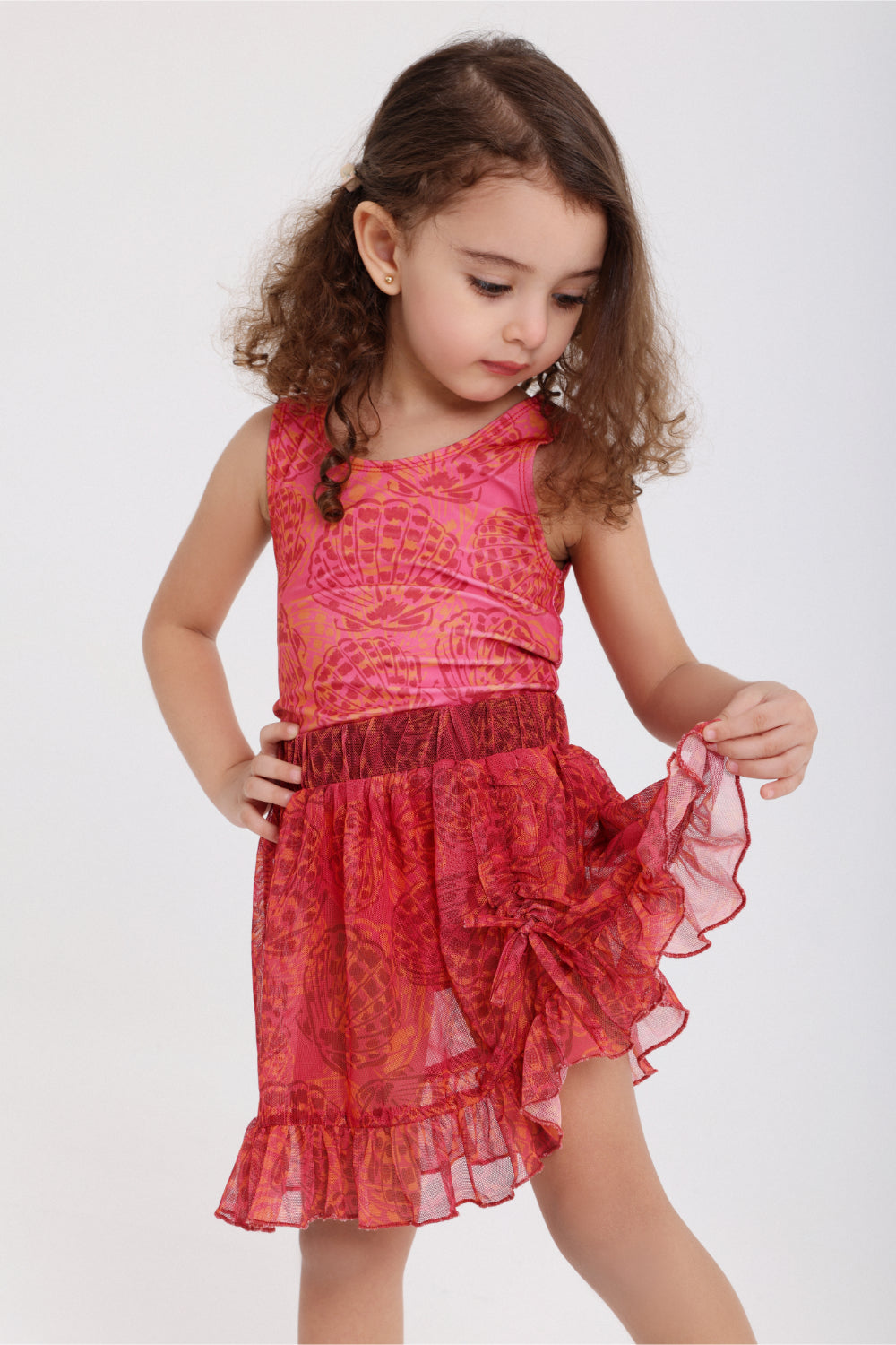 baby girls tulle cash mayo – maroon printed