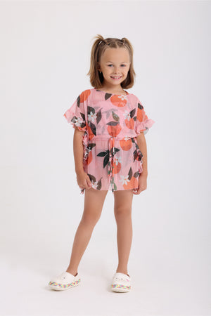 girls tulle beach cover-up – pink printed