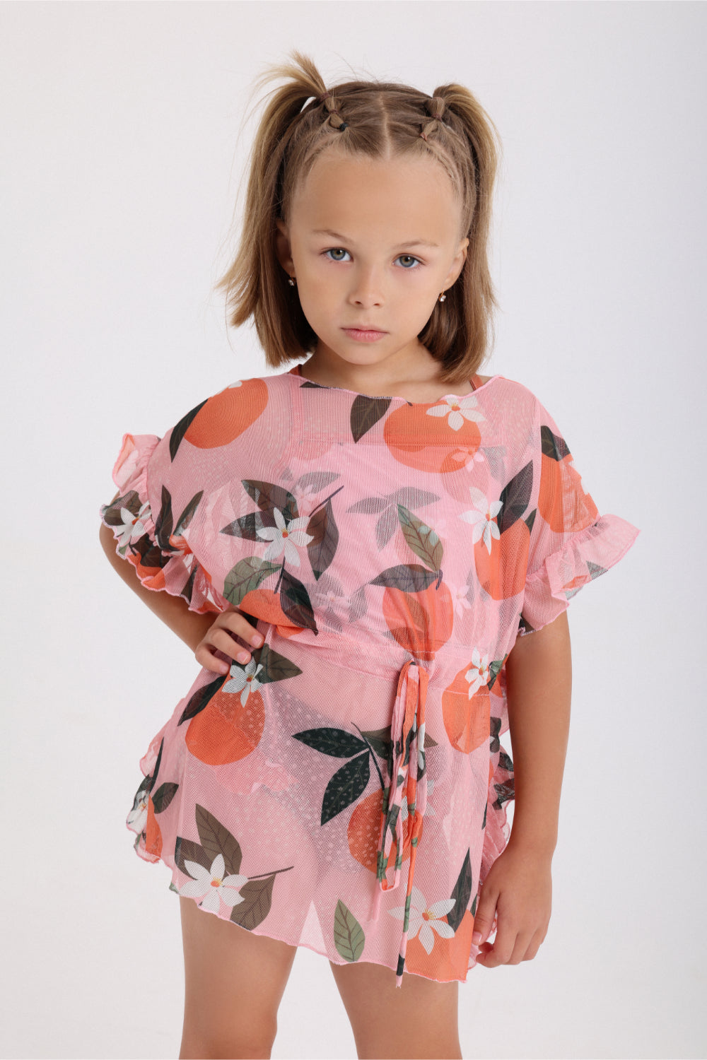 girls tulle beach cover-up – pink printed