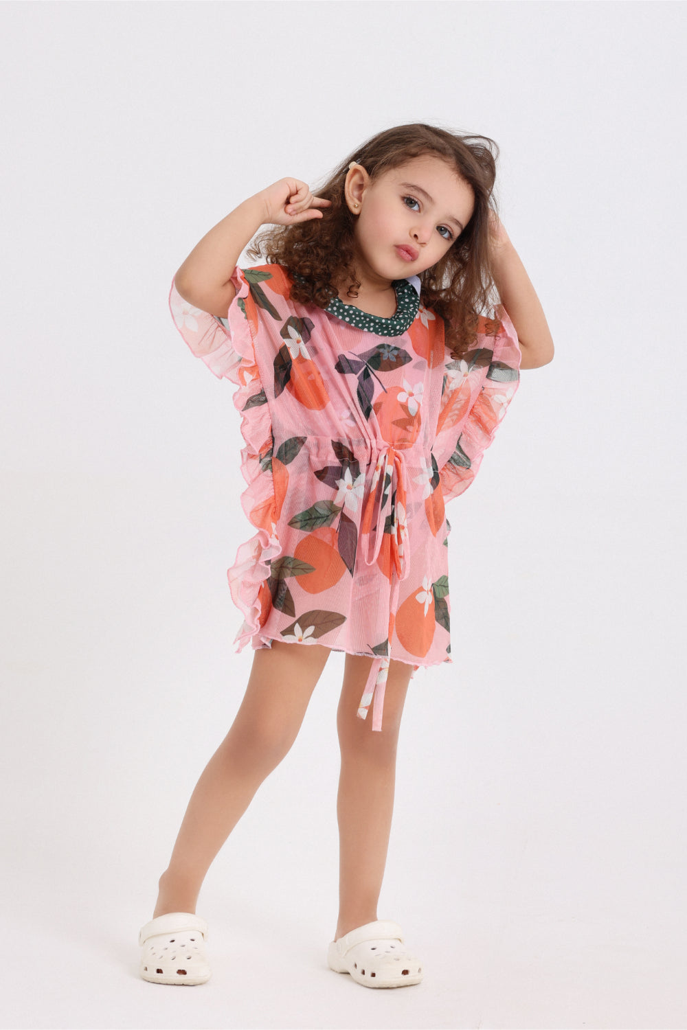 baby girls tulle beach cover-up – pink printed