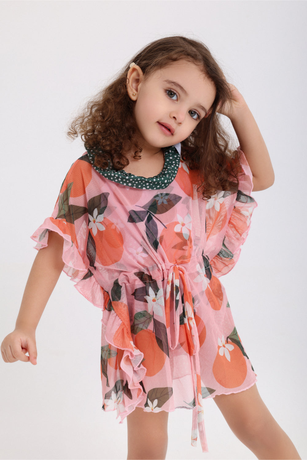 baby girls tulle beach cover-up – pink printed