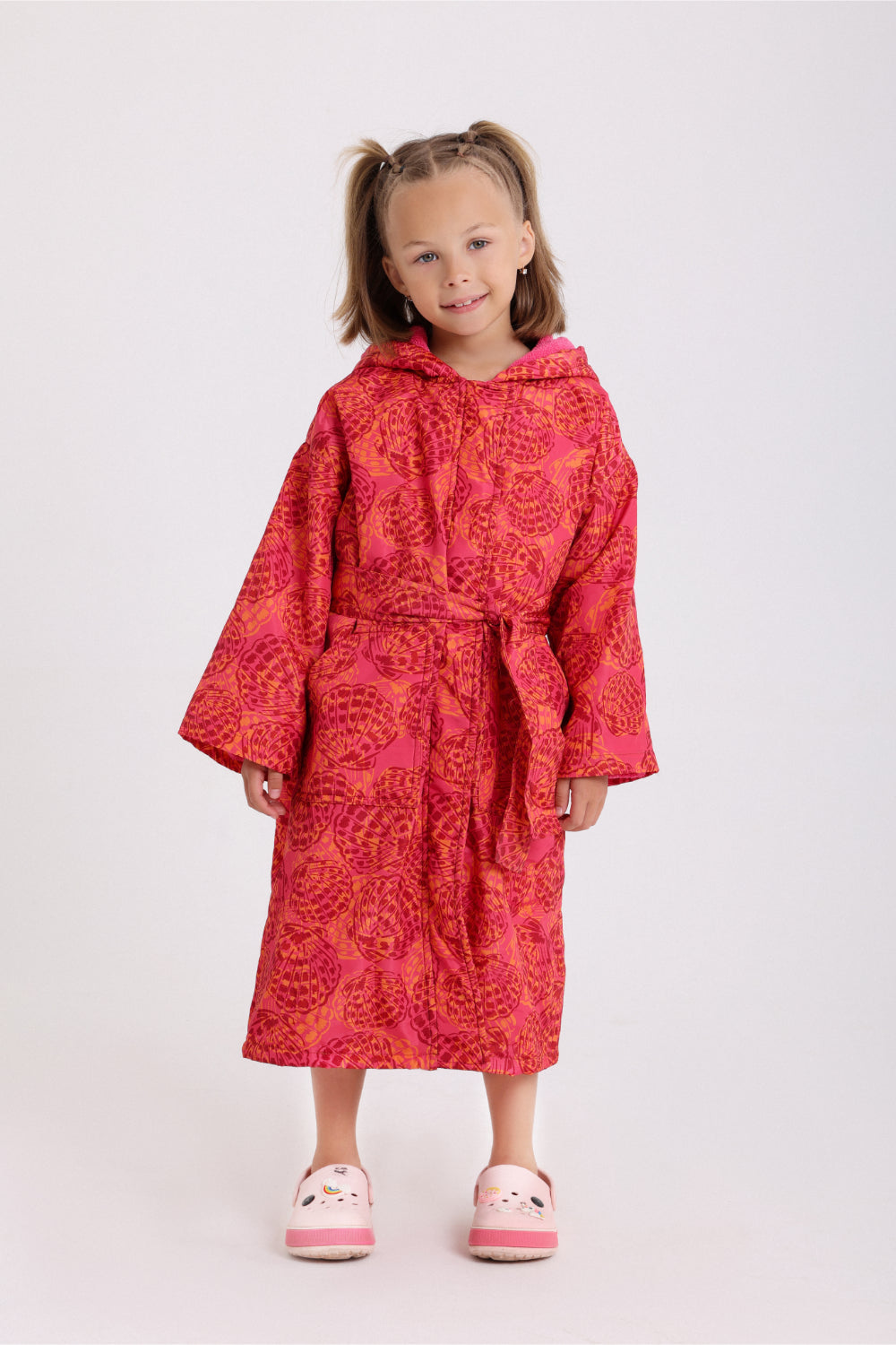 girls waterproof swim robe – maroon printed