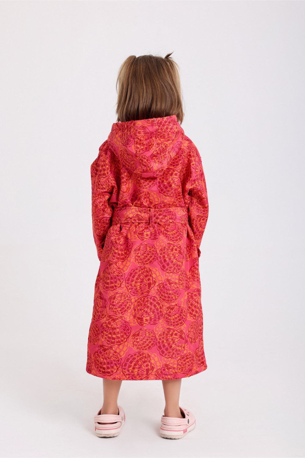girls waterproof swim robe – maroon printed