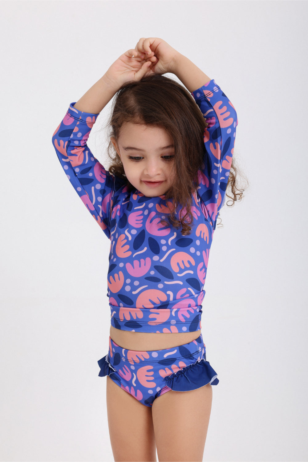 baby girls 2-piece long-sleeve swimsuit – purple printed