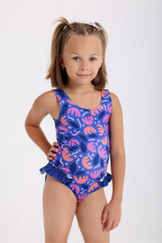 girls one-piece swimsuit – purple printed