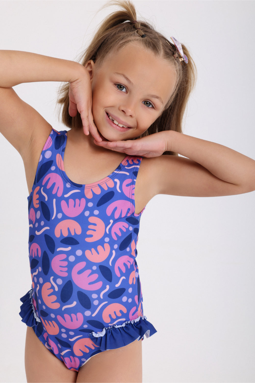 girls one-piece swimsuit – purple printed