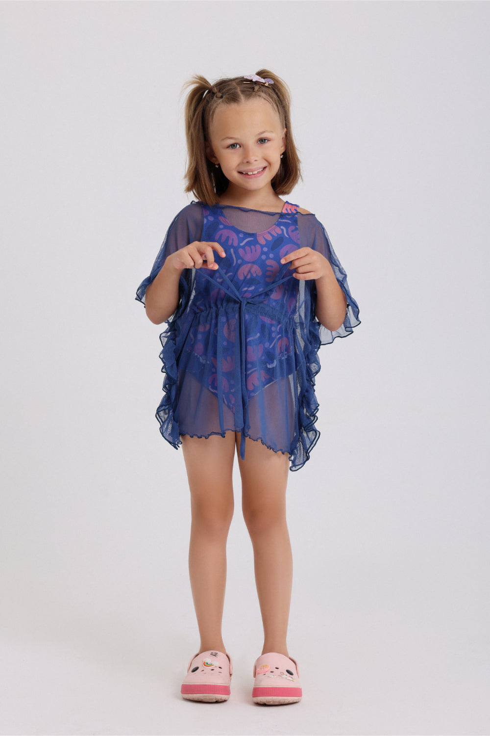 girls tulle beach cover-up – indigo