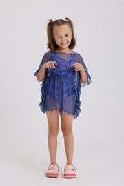 girls tulle beach cover-up – indigo