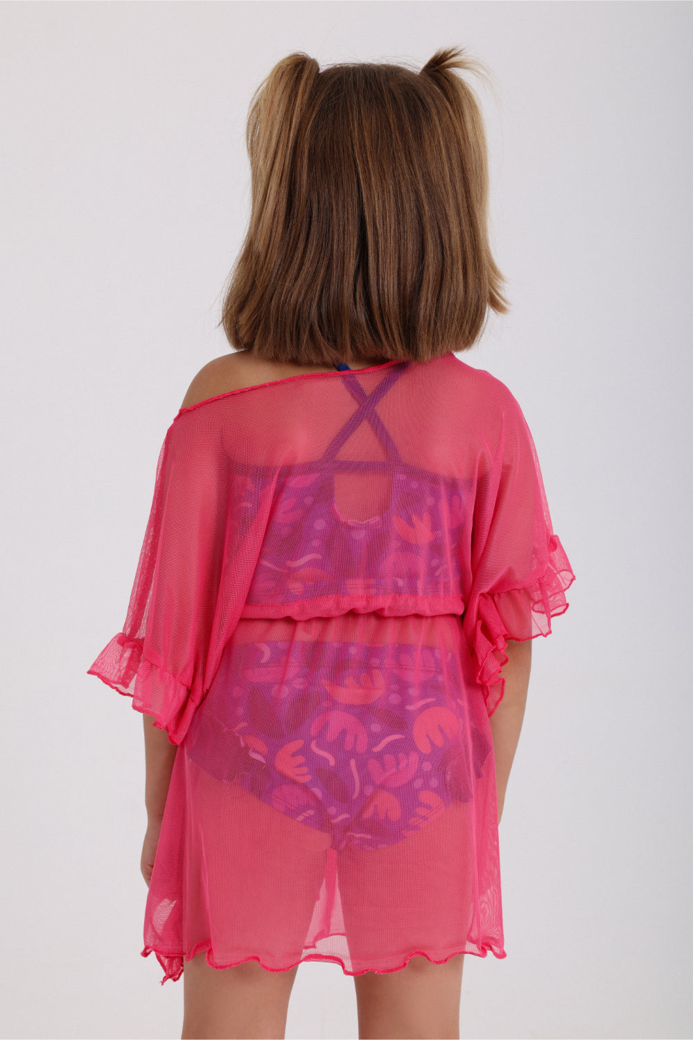 girls tulle beach cover-up – fuchsia