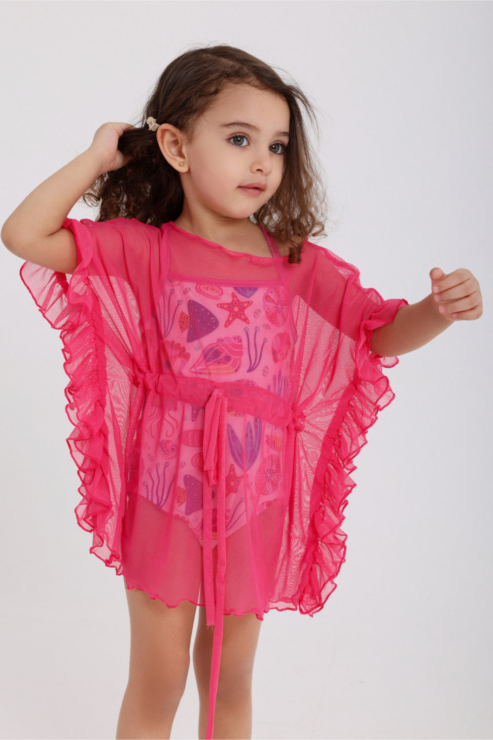baby girls tulle beach cover-up – fuchsia