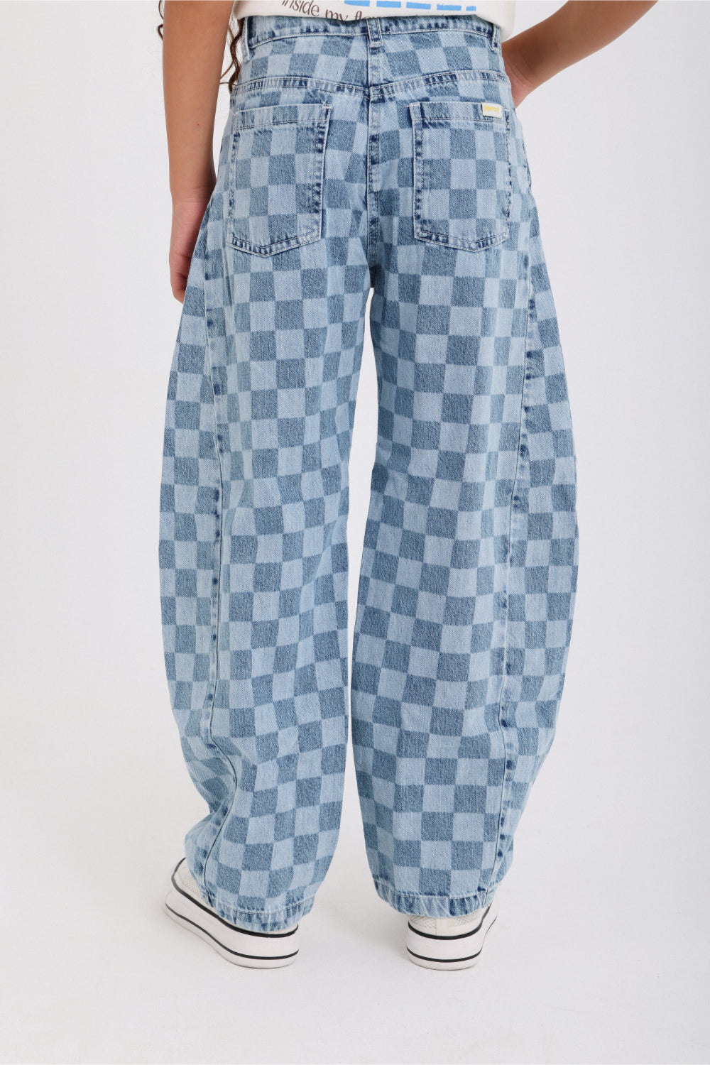 unisex checkered denim pants