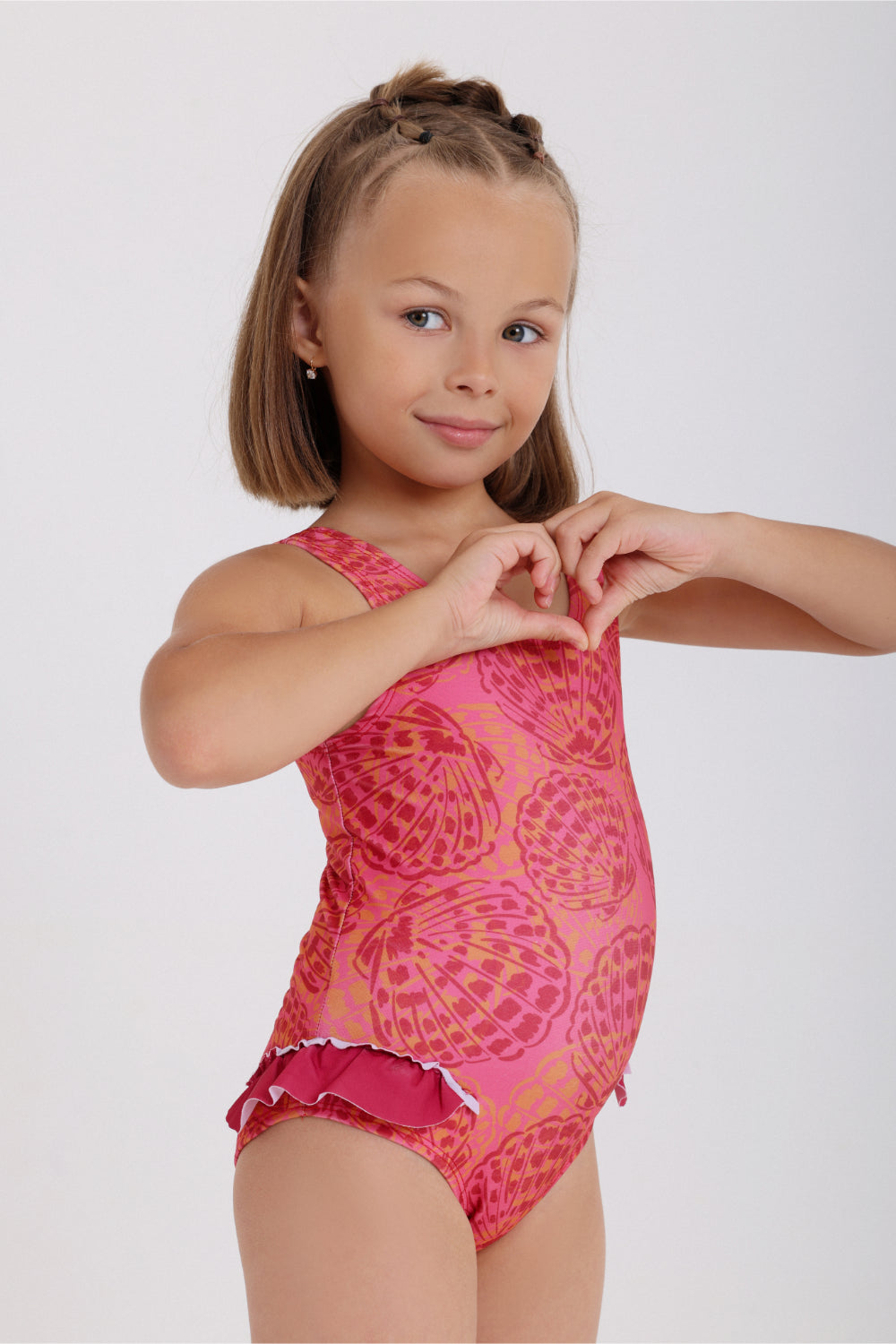 girls one-piece swimsuit – printed maroon