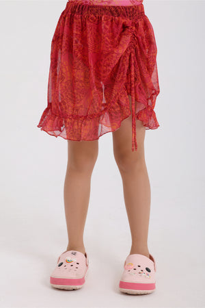 girls tulle beach cover-up – maroon printed