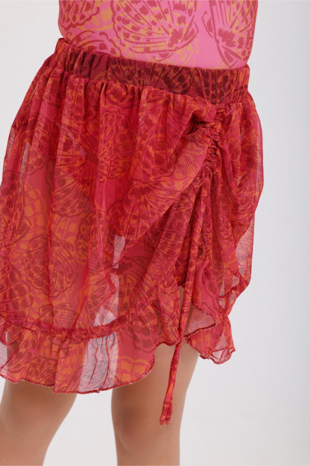 girls tulle beach cover-up – maroon printed