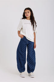 girls denim pants – floral print
