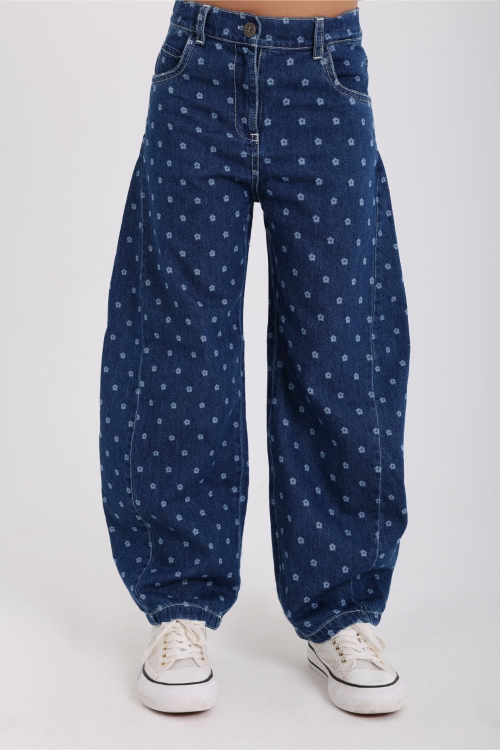 girls denim pants – floral print