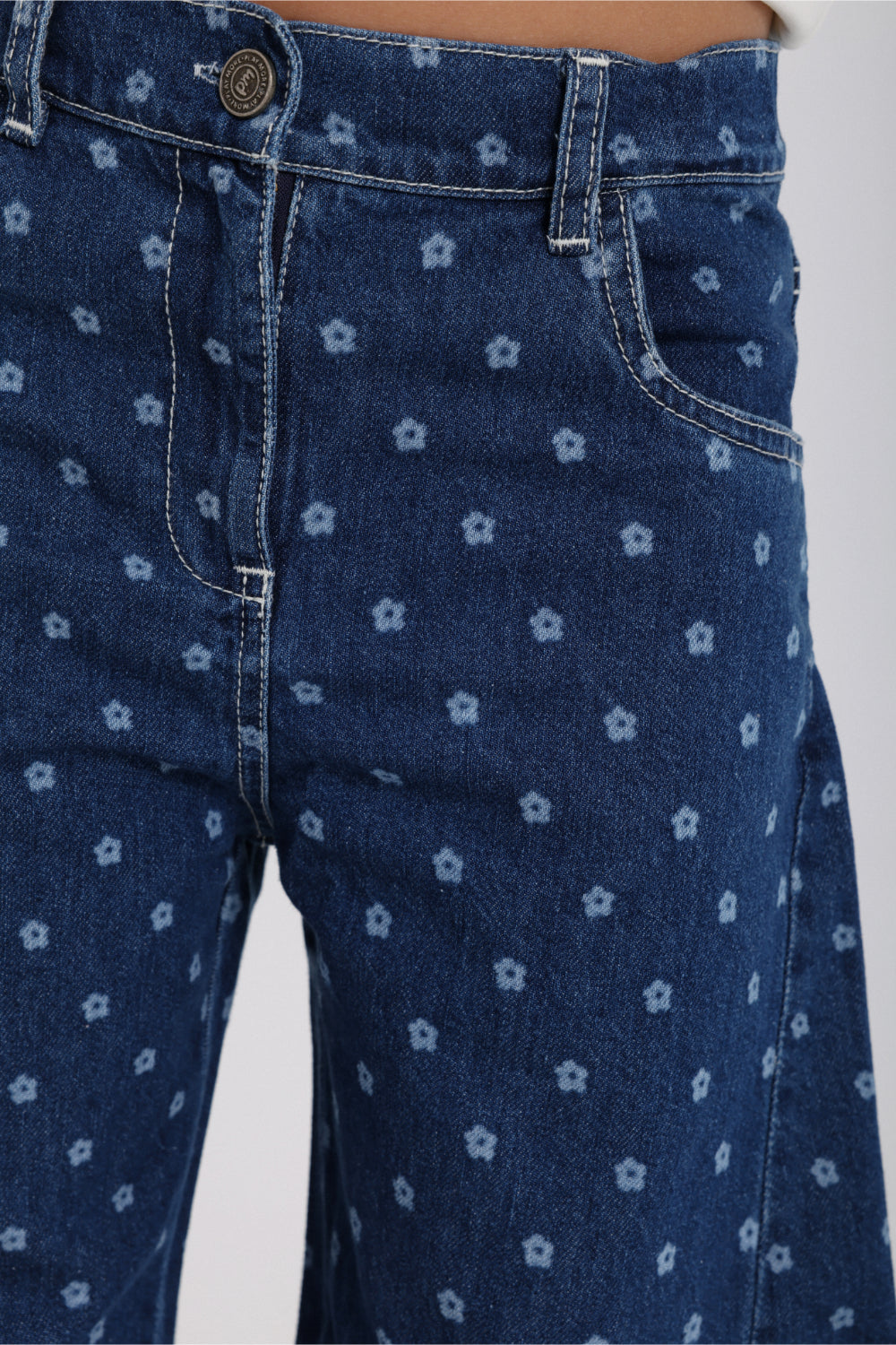 girls denim pants – floral print
