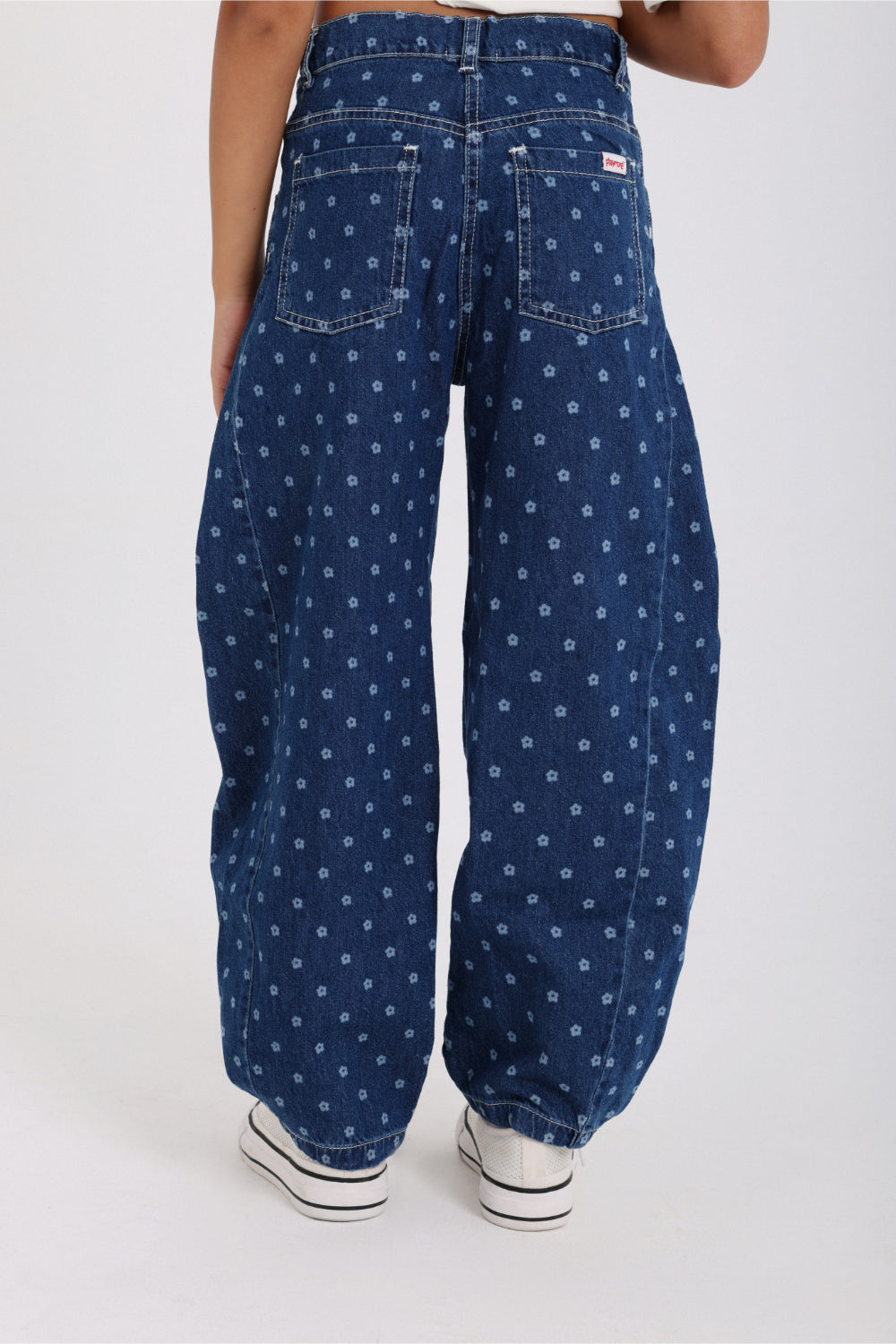 girls denim pants – floral print