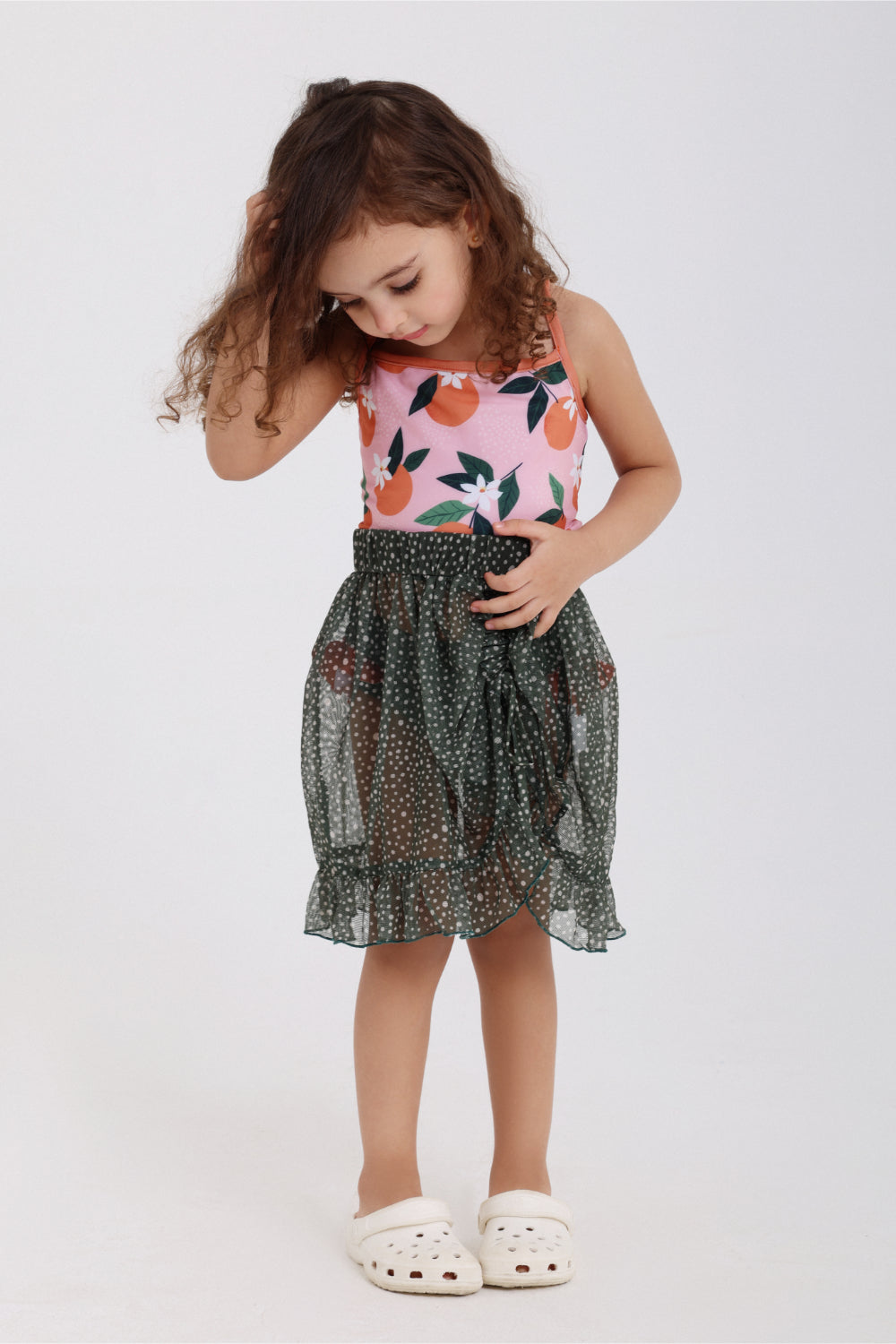 baby girls tulle beach cover-up – olive