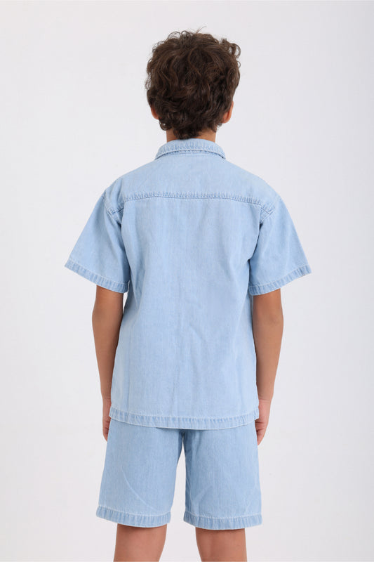 boys denim short – ice blue