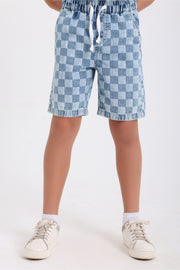 boys checkered denim shorts